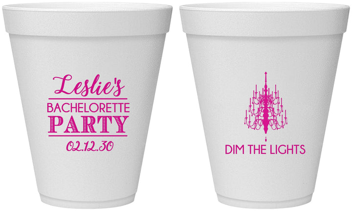 Personalized Bachelorette 12 oz Foam Cups - Lights | 60188