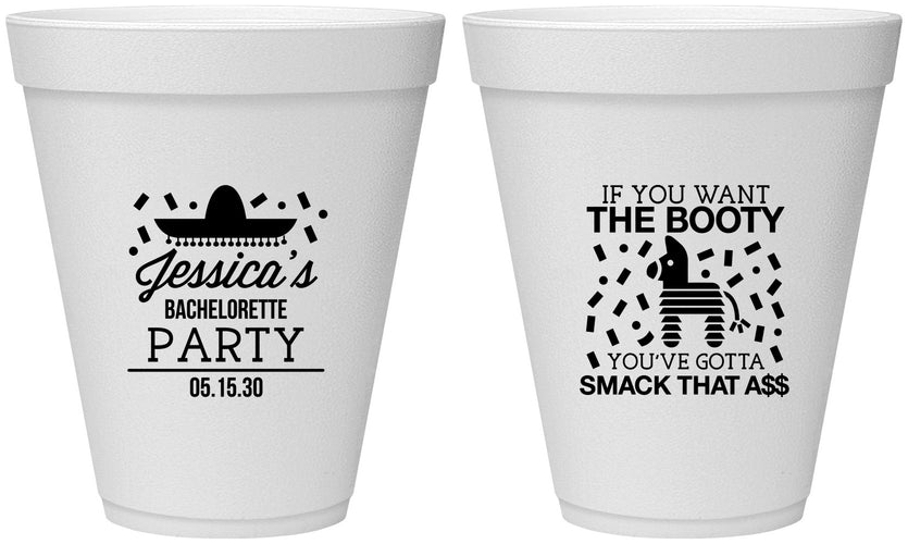 Personalized Bachelorette 12 oz Foam Cups - Smack That Ass | 60192