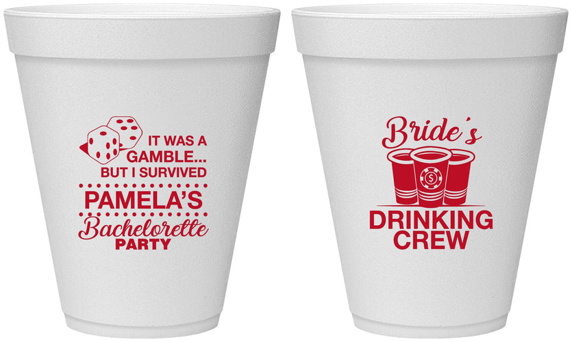 Personalized Bachelorette 12 oz Foam Cups - Las Vegas | 60194