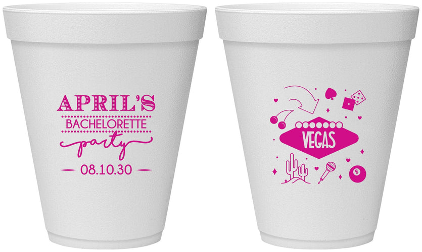 Personalized Bachelorette 12 oz Foam Cups - Las Vegas | 60198
