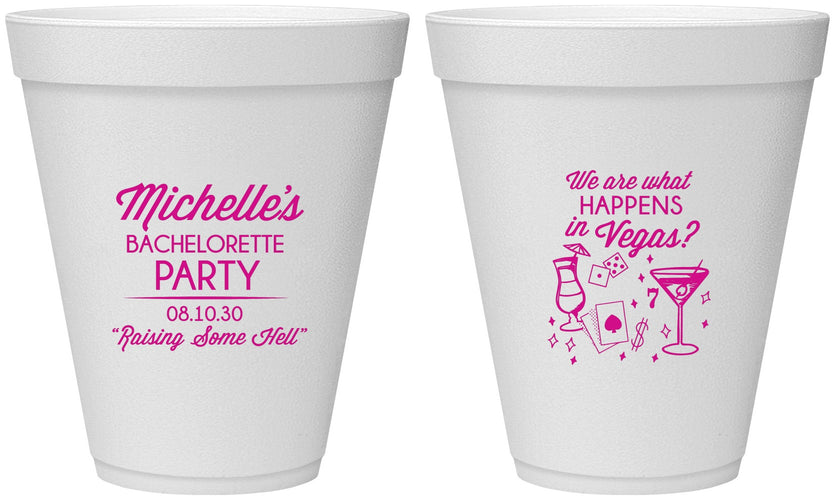 Personalized Bachelorette 12 oz Foam Cups - Las Vegas | 60199