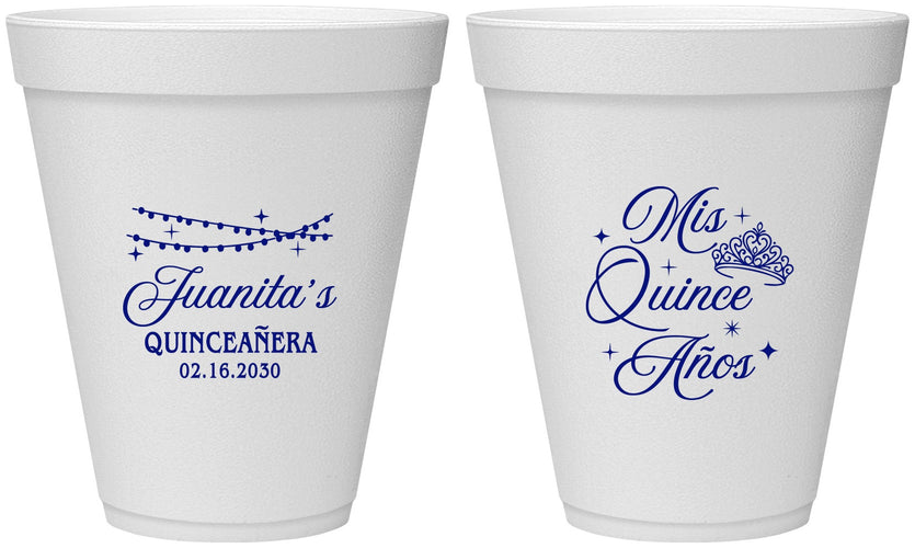 Personalized Quinceanera 12 oz Foam Cups - Mis Quince Anos | 70001