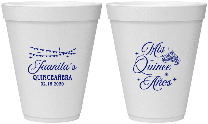 Personalized Quinceanera 12 oz Foam Cups - Mis Quince Anos | 70001