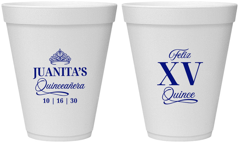 Personalized Quinceanera 12 oz Foam Cups - Mis Quince Anos | 70003