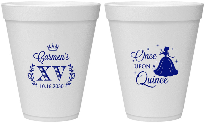 Personalized Quinceanera 12 oz Foam Cups - Once Upon A Quince | 70011