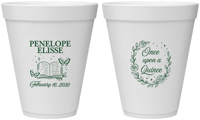 Personalized Quinceanera 12 oz Foam Cups - Once Upon A Quince | 70014