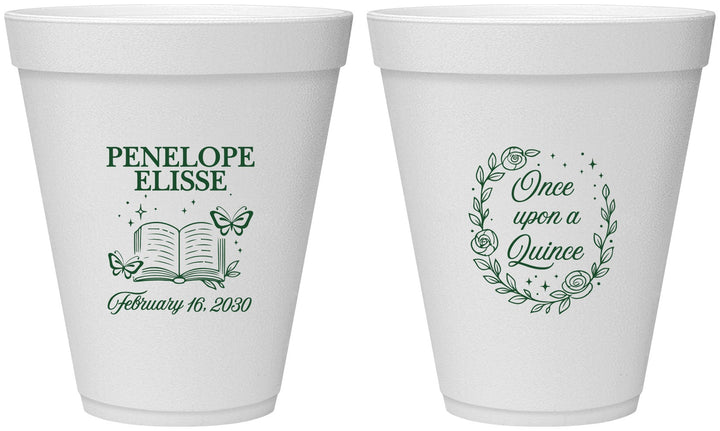 Personalized Quinceanera 12 oz Foam Cups - Once Upon A Quince | 70014