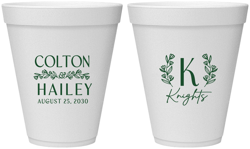 Personalized Wedding 12 oz Foam Cups - Monogram | 800