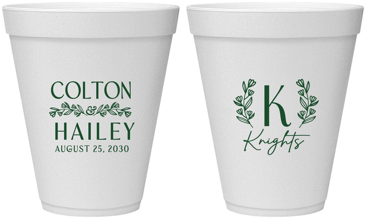 Personalized Wedding 12 oz Foam Cups - Monogram | 800