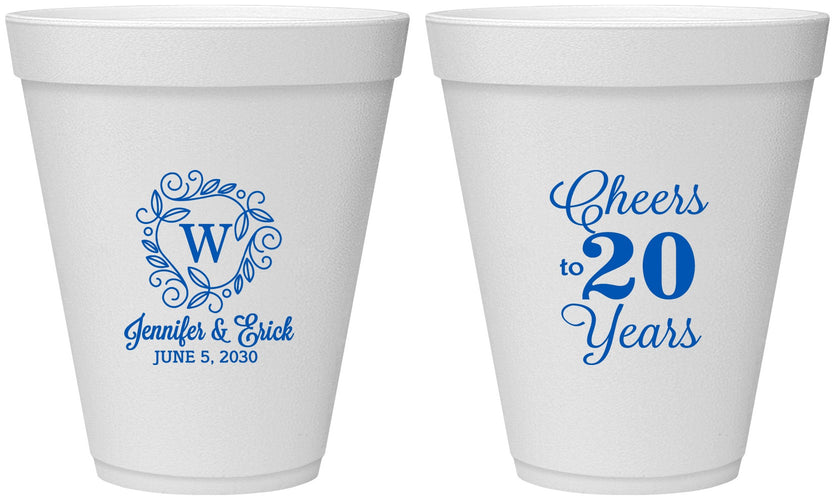 Personalized Anniversary 12 oz Foam Cups - Cheers To 20 Years | 80001