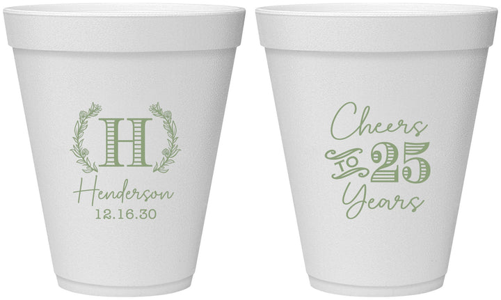 Personalized Anniversary 12 oz Foam Cups - Cheers To 25 Years | 80002