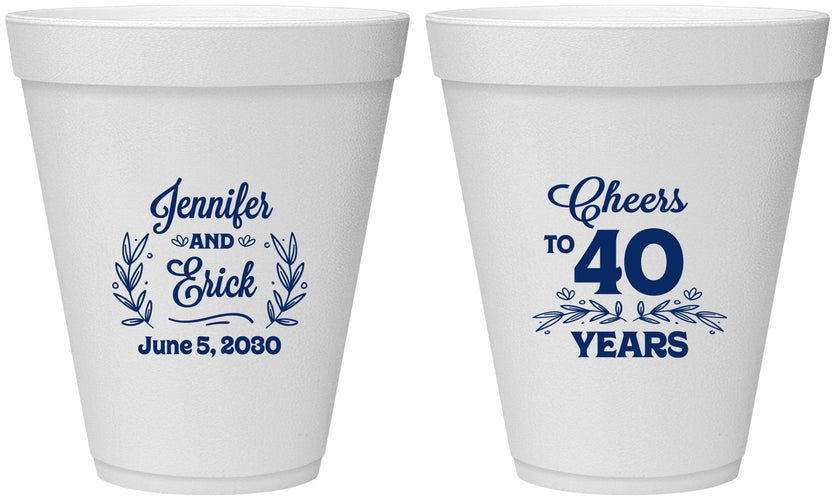 Personalized Anniversary 12 oz Foam Cups - Cheers To 40 Years | 80005