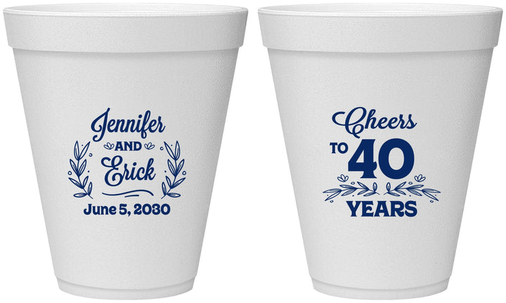 Personalized Anniversary 12 oz Foam Cups - Cheers To 40 Years | 80005