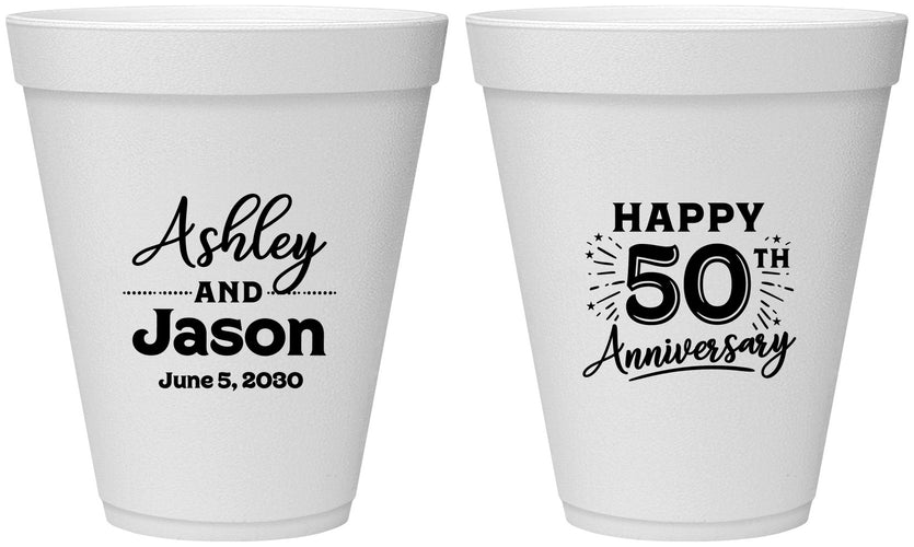 Personalized Anniversary 12 oz Foam Cups - 50th Wedding | 80007