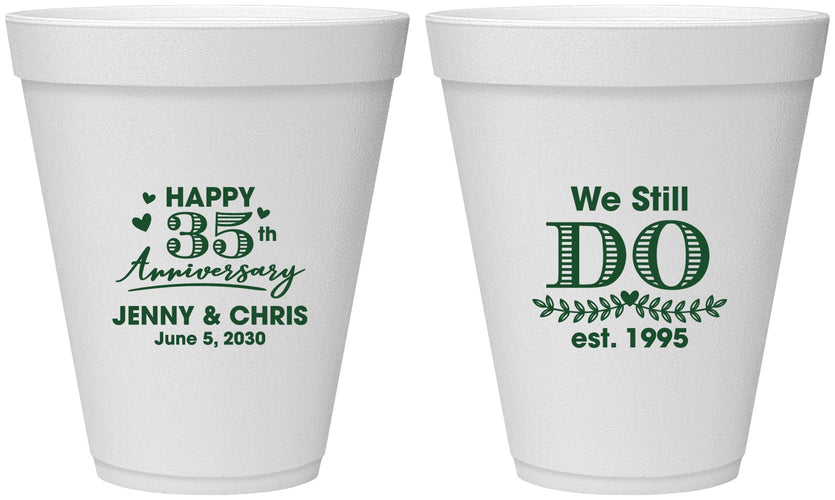 Personalized Anniversary 12 oz Foam Cups - 35th Wedding | 80014