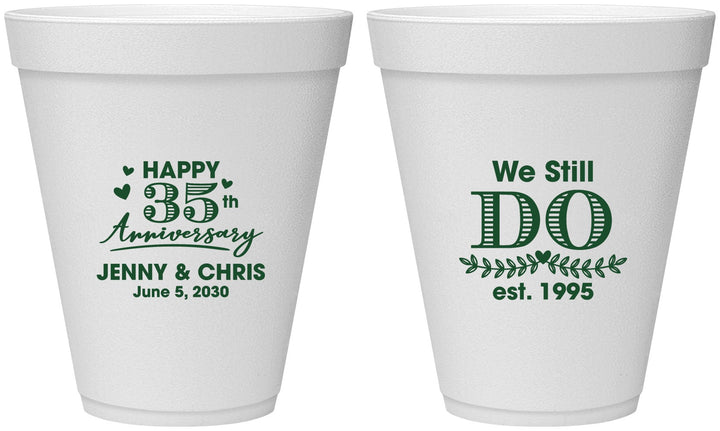 Personalized Anniversary 12 oz Foam Cups - 35th Wedding | 80014