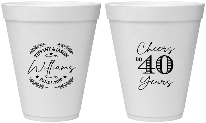 Personalized Anniversary 12 oz Foam Cups - Cheers To 40 Years | 80015