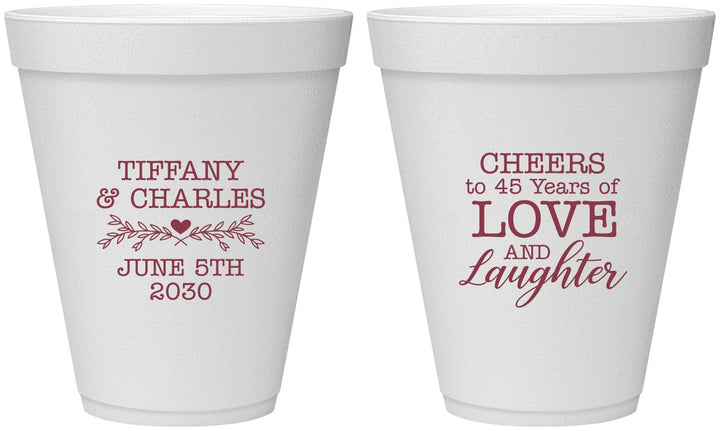 Personalized Anniversary 12 oz Foam Cups - Cheers To 45 Years | 80016