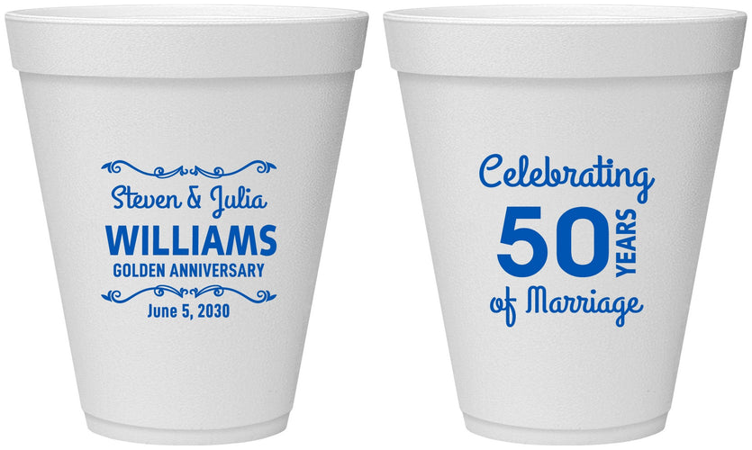 Personalized Anniversary 12 oz Foam Cups - 50 Years Of Marriage | 80017