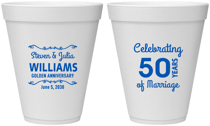 Personalized Anniversary 12 oz Foam Cups - 50 Years Of Marriage | 80017