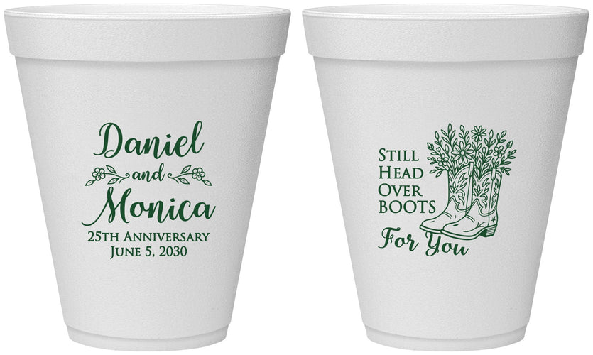 Personalized Anniversary 12 oz Foam Cups - 25th Wedding | 80022
