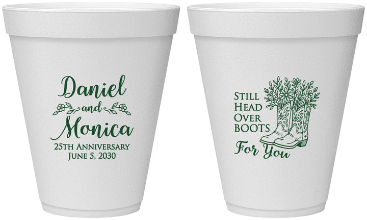 Personalized Anniversary 12 oz Foam Cups - 25th Wedding | 80022