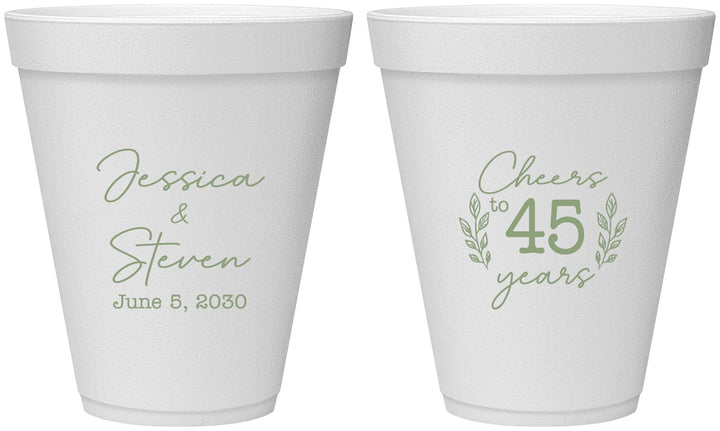 Personalized Anniversary 12 oz Foam Cups - Cheers To 45 Years | 80026