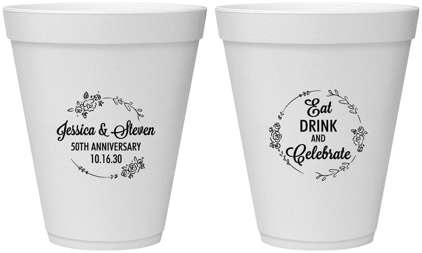 Personalized Anniversary 12 oz Foam Cups - 50th Wedding | 80027