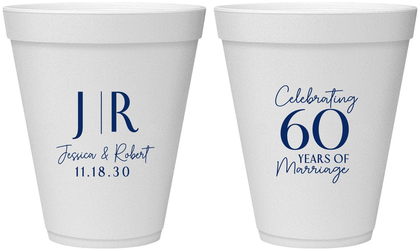 Personalized Anniversary 12 oz Foam Cups - 60 Years Of Marriage | 80029