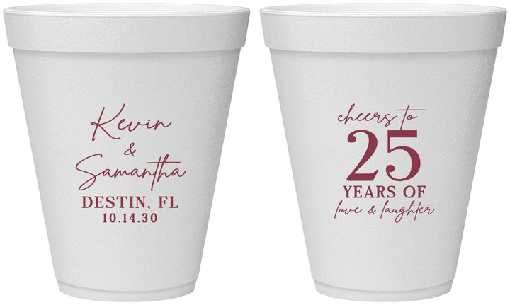 Personalized Anniversary 12 oz Foam Cups - 25 Years Of Marriage | 80032