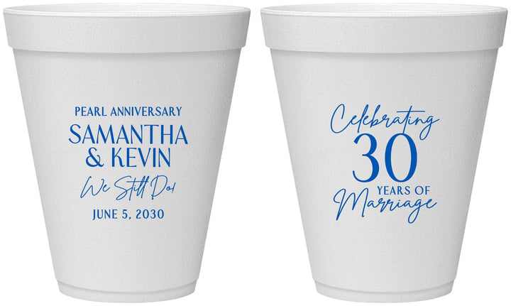 Personalized Anniversary 12 oz Foam Cups - 30 Years Of Marriage | 80033