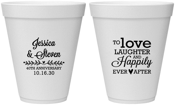 Personalized Anniversary 12 oz Foam Cups - 40th Wedding | 80035