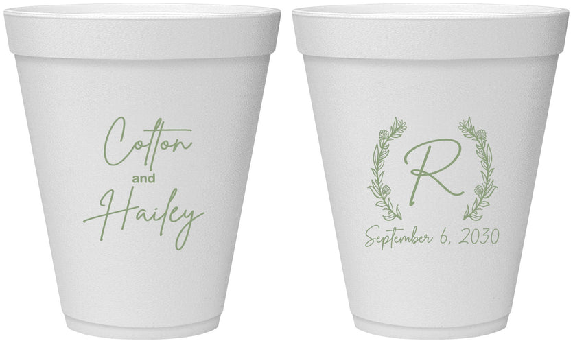 Personalized Wedding 12 oz Foam Cups - Monogram | 803