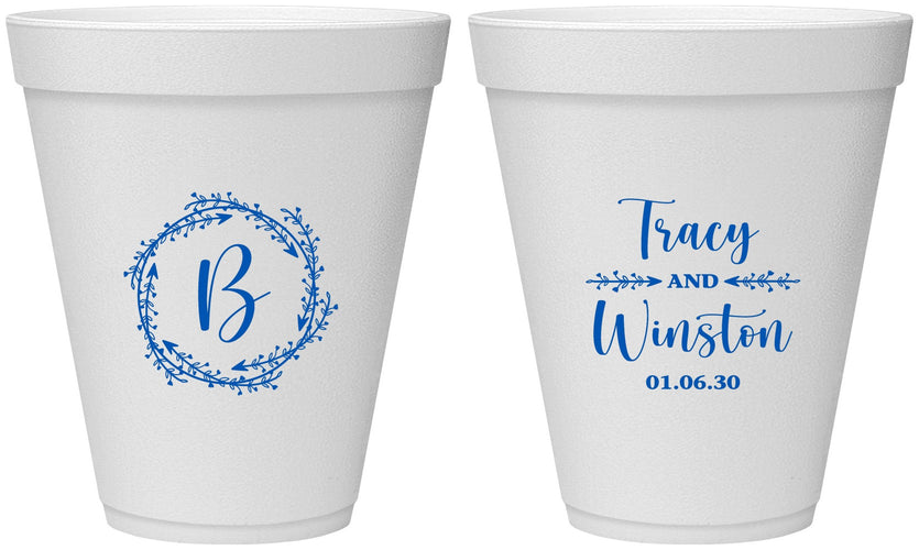 Personalized Wedding 12 oz Foam Cups - Monogram | 804