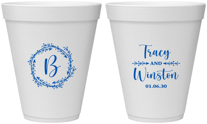 Personalized Wedding 12 oz Foam Cups - Monogram | 804
