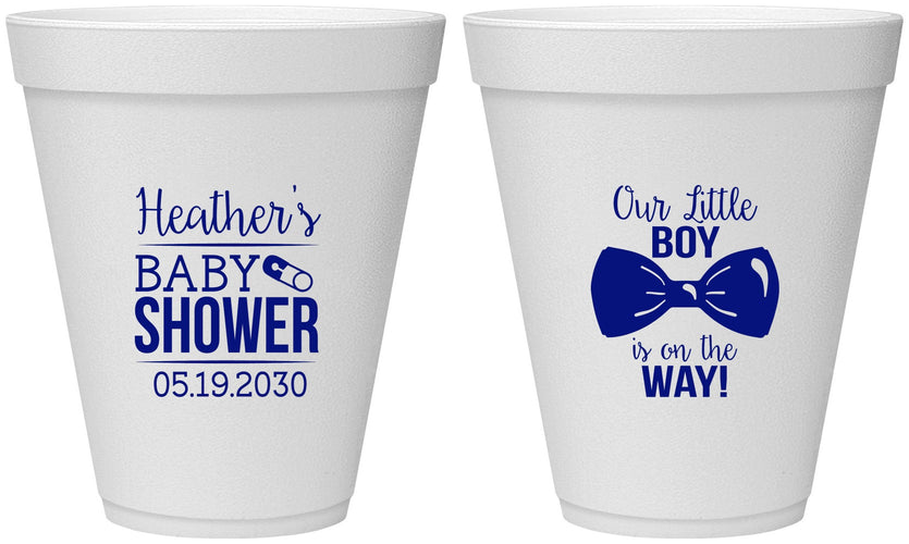 Personalized Baby Shower 12 oz Foam Cups - Little Boy Is On The Way | 90005
