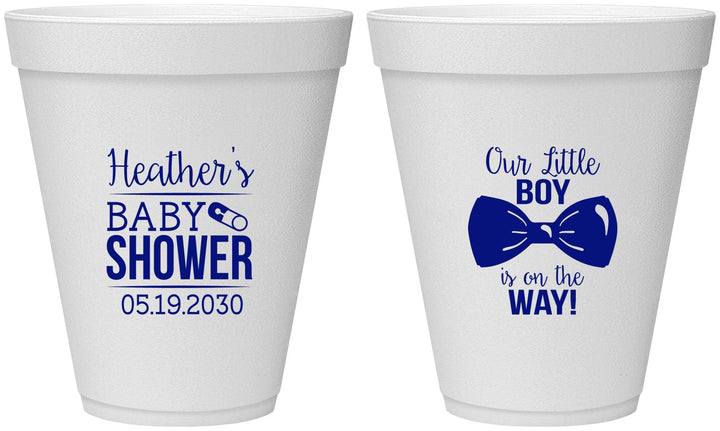 Personalized Baby Shower 12 oz Foam Cups - Little Boy Is On The Way | 90005