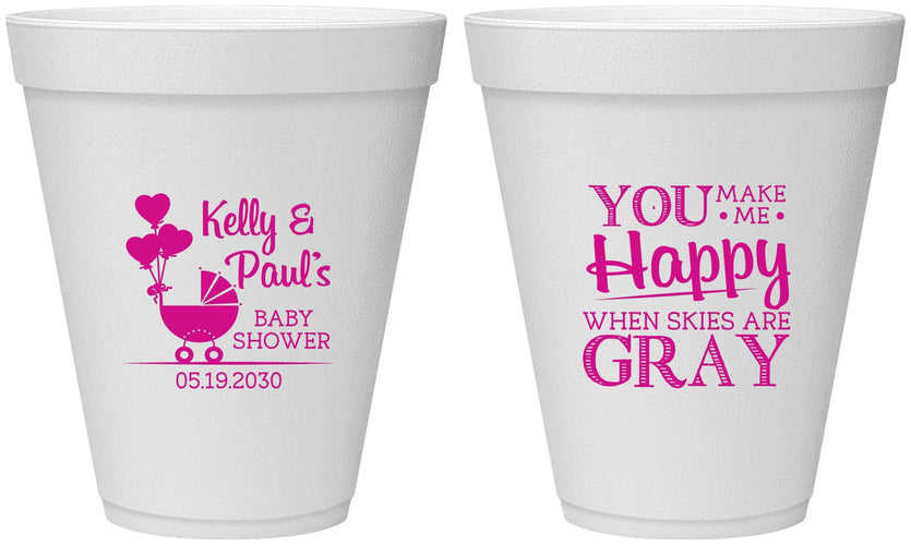 Personalized Baby Shower 12 oz Foam Cups - You Make Me Happy | 90010