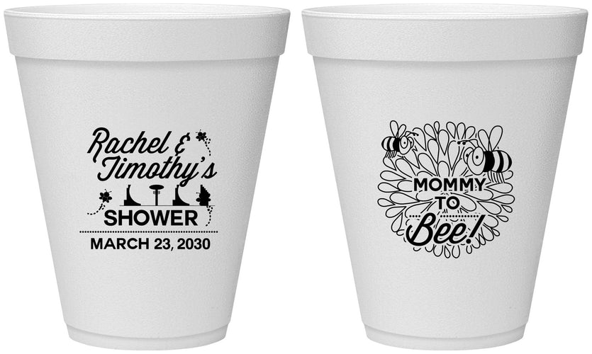 Personalized Baby Shower 12 oz Foam Cups - Mommy To Bee | 90017