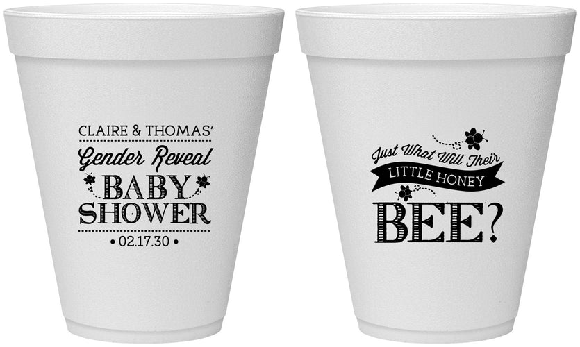 Personalized Baby Shower 12 oz Foam Cups - Little Honey Bee | 90018