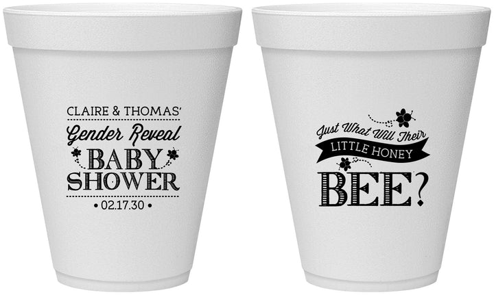 Personalized Baby Shower 12 oz Foam Cups - Little Honey Bee | 90018