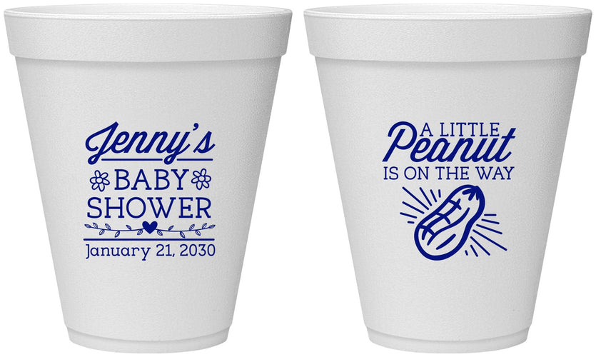 Personalized Baby Shower 12 oz Foam Cups - Peanut On The Way | 90025