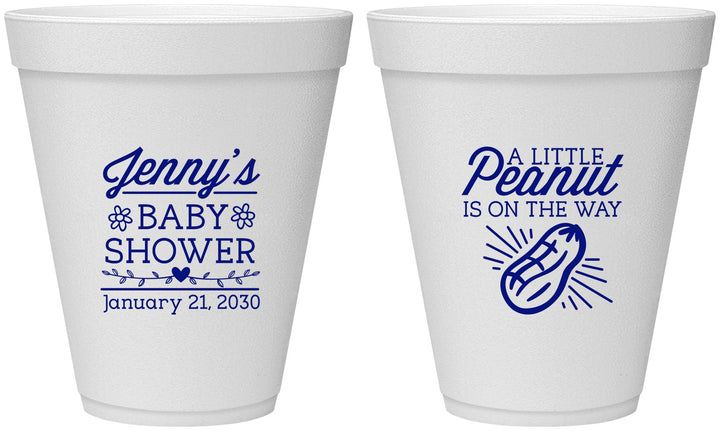 Personalized Baby Shower 12 oz Foam Cups - Peanut On The Way | 90025