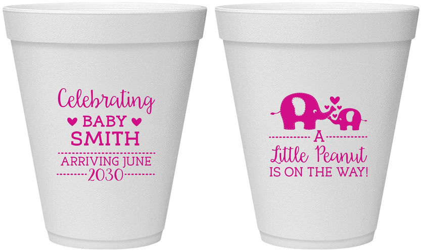 Personalized Baby Shower 12 oz Foam Cups - Peanut On The Way | 90027