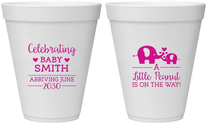 Personalized Baby Shower 12 oz Foam Cups - Peanut On The Way | 90027