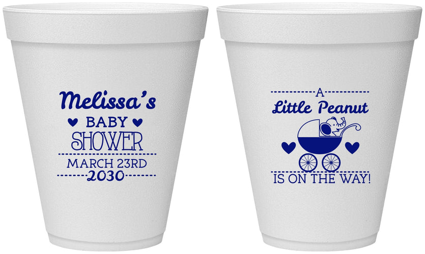 Personalized Baby Shower 12 oz Foam Cups - Peanut On The Way | 90028