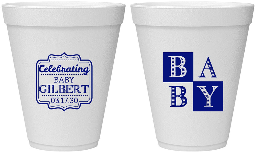 Personalized Baby Shower 12 oz Foam Cups - Celebrating | 90029
