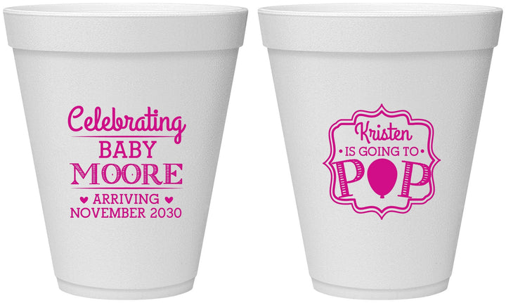 Personalized Baby Shower 12 oz Foam Cups - Going To Pop | 90040