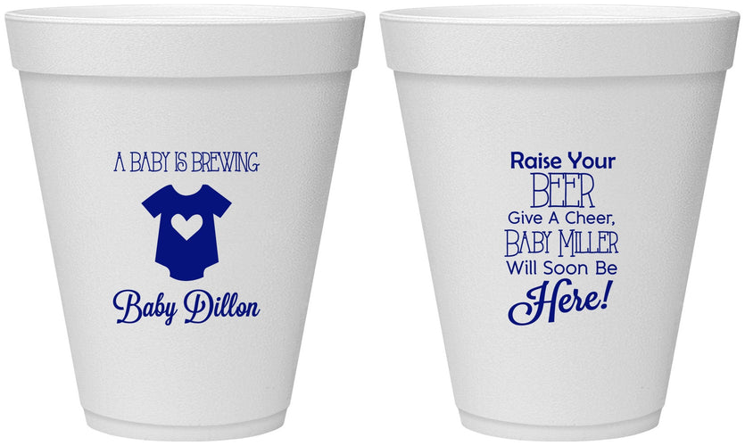 Personalized Baby Shower 12 oz Foam Cups - Baby Is Brewing | 90041