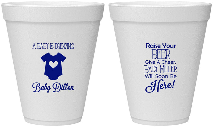 Personalized Baby Shower 12 oz Foam Cups - Baby Is Brewing | 90041